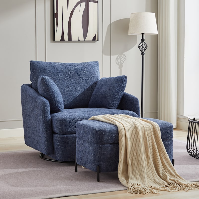 40.6" W Upholstered Swivel Accent Sofa Chair With Pillows