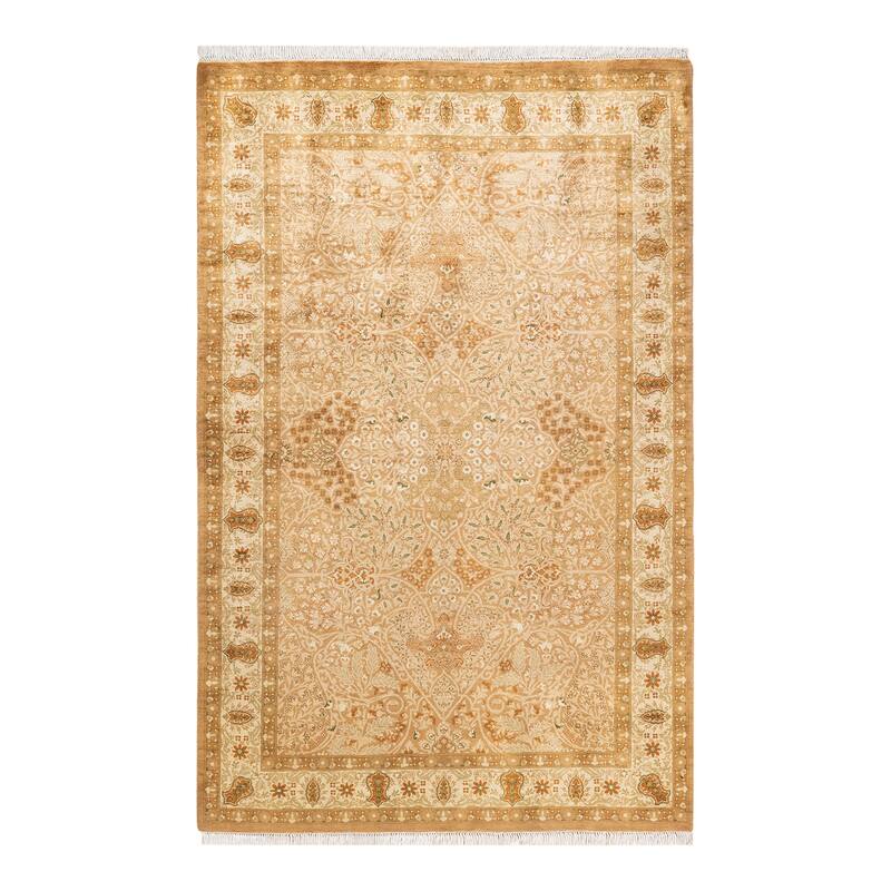 Overton Handknotted Wool Traditional Oriental Brown Area Rug - 5' x 8' - Bronze - 5' x 8'