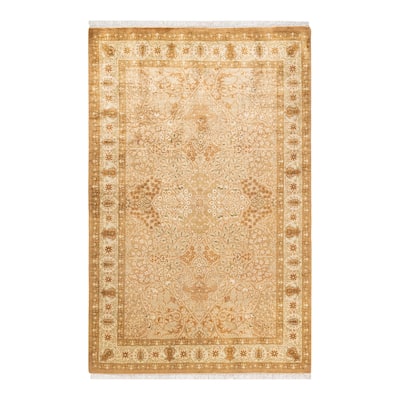 Overton Handknotted Wool Traditional Oriental Brown Area Rug - 5' x 8'