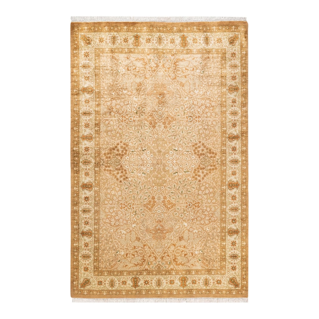 Overton Handknotted Wool Traditional Oriental Brown Area Rug - 5' x 8'
