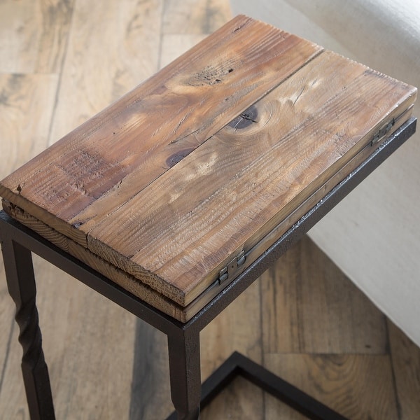 Deep Creek Rustic Pull-Up Table with Fold-Out Leaves in Wood and Metal ...