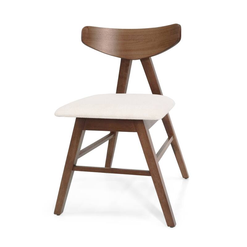 2 Piece V Shaped Dining Chairs with Curved Backrest, Rubber Wood Legs Upholstered for Dining Room Kitchen Bedroom Living Room