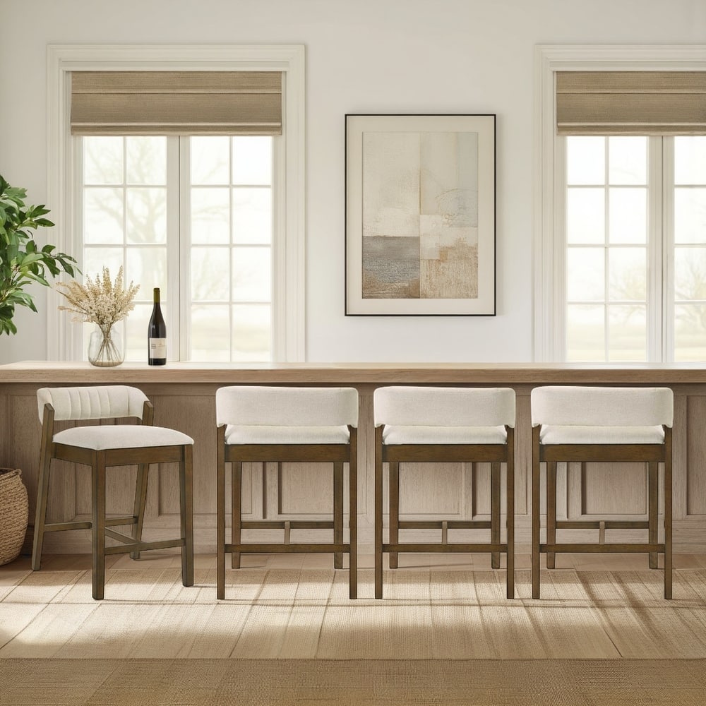 Landyn Modern Bar Stool, Upholstered Counter Height Chair with Wood Frame