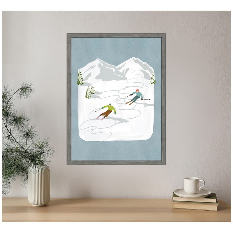 Kate and Laurel Framed Canvas Skiers l by Nikita Jariwala