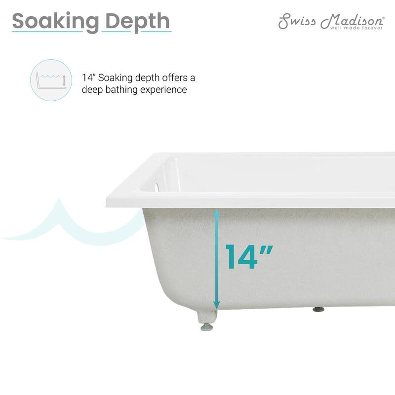 Swiss Madison SM-DB572 Voltaire 54" Drop In Acrylic Soaking Tub with