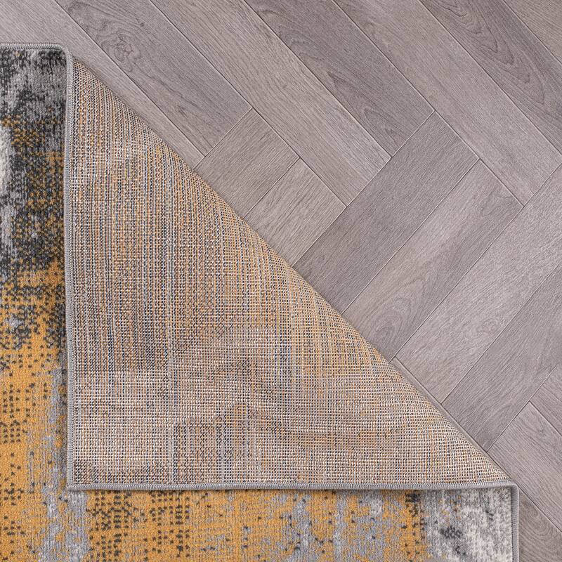 World Rug Gallery Distressed Contemporary Abstract Watercolor Area Rug