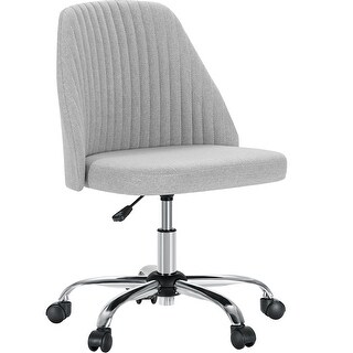 Armless Fabric Home Office Desk Chairs, Adjustable Height Swivel Task Vanity Chair, Task Chairs with Swivel Wheels - N/A