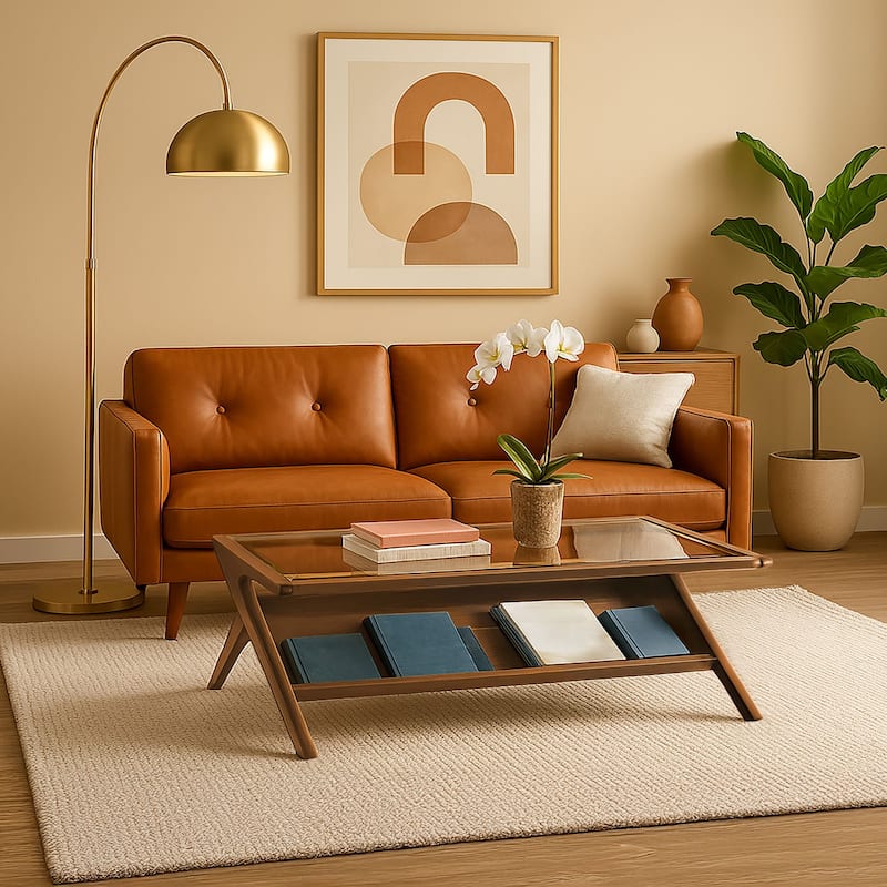 INK IVY Rocket Wood & Tempered Glass Coffee Table