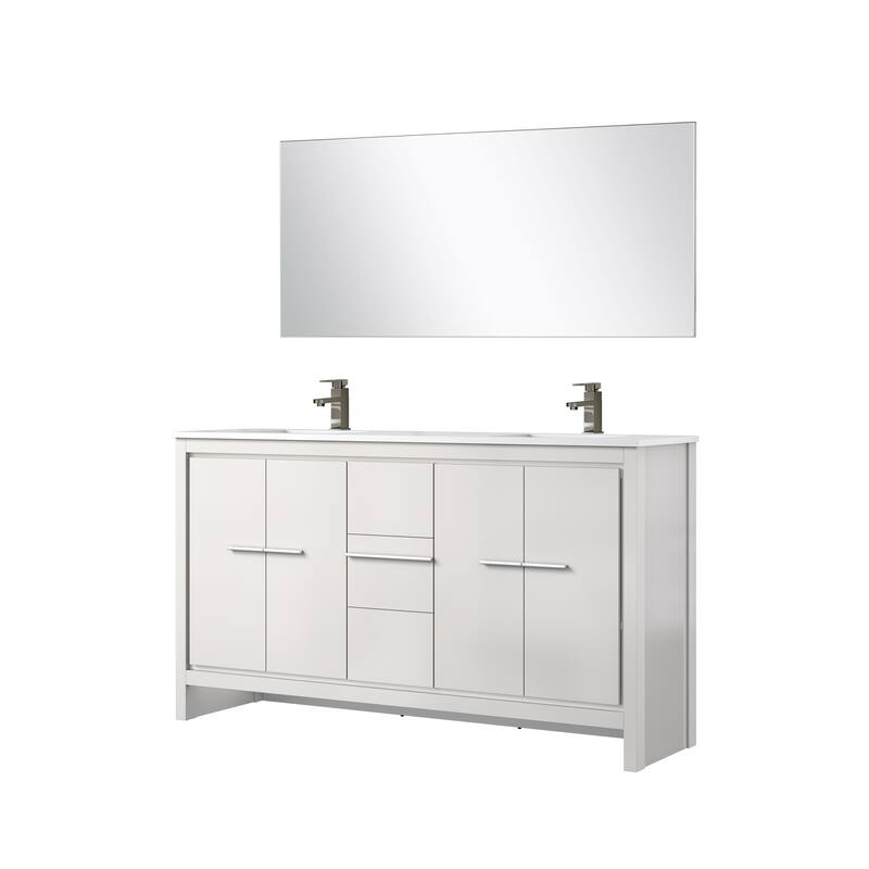 Lafarre Bath Vanity with Cultured Marble Top, Sink, Mirror and Gun Metal Faucet