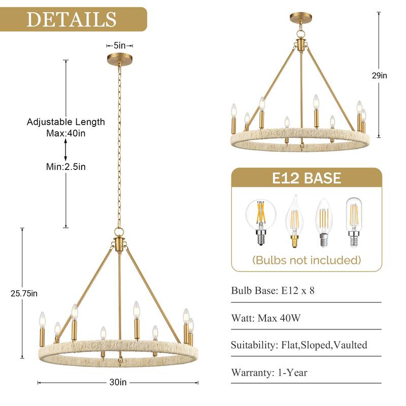 LamQee Rattan Kitchen Island Chandelier Corn Rope Woven Pendant