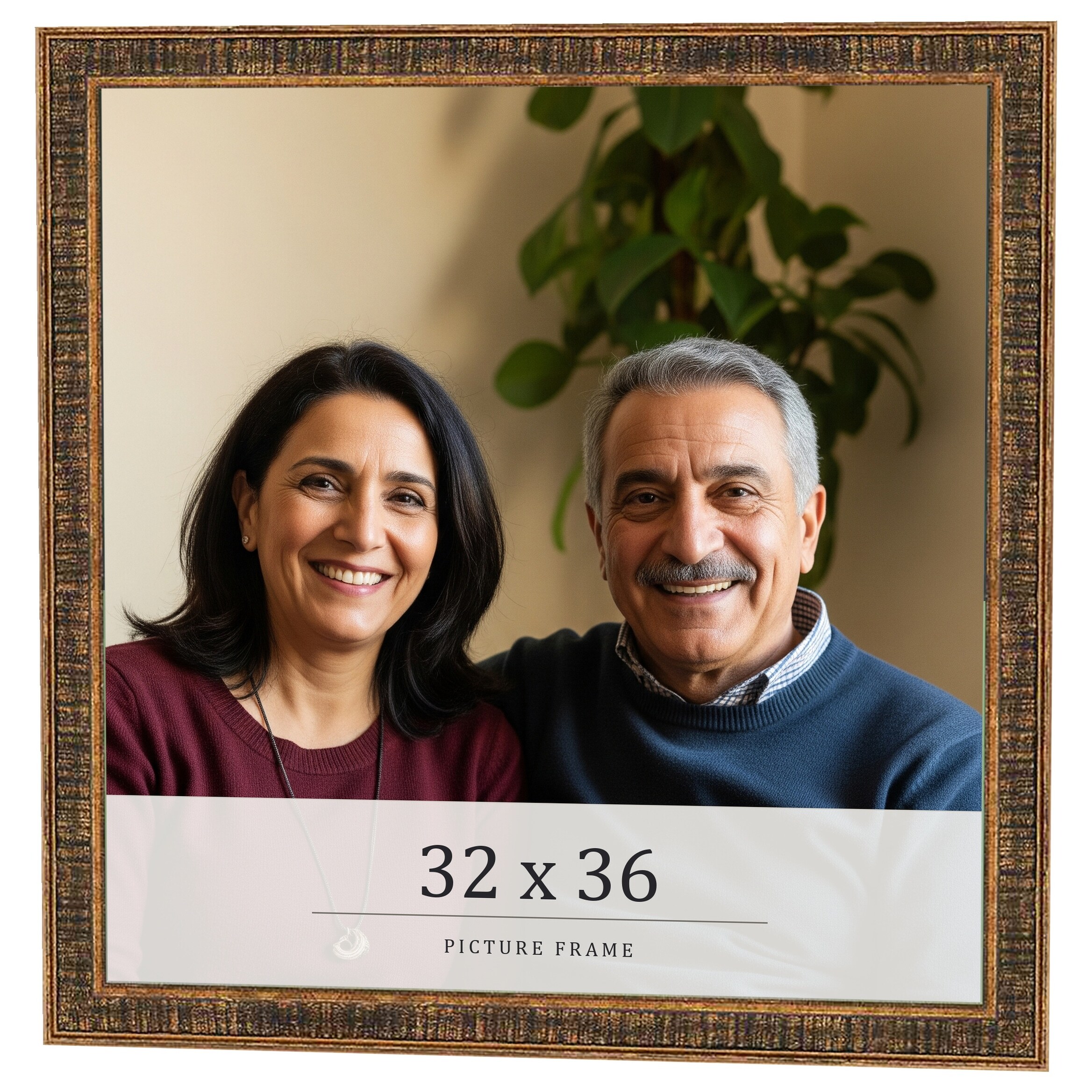 32x36 Frame Black Real Wood Picture Frame Kingsley Gold Distressed Photo Frame with UV Acrylic Foam Board Backing &