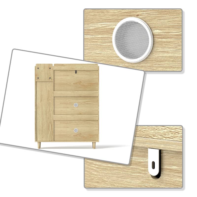 Classes Farmhouse Wood Shoe Organizer Storage Cabinet with Breathable Mesh Holes
