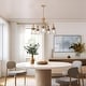 preview thumbnail 4 of 13, Haye Modern Gold 5-Light Wheel Glass Chandelier for Dining Room Bedroom - D25" x H16.5"