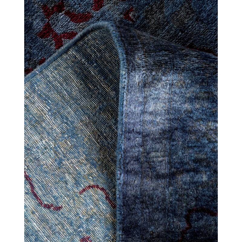 Overton Hand Knotted Wool Vintage Inspired Modern Contemporary Overdyed Blue Area Rug - 4' 9" x 7' 7"
