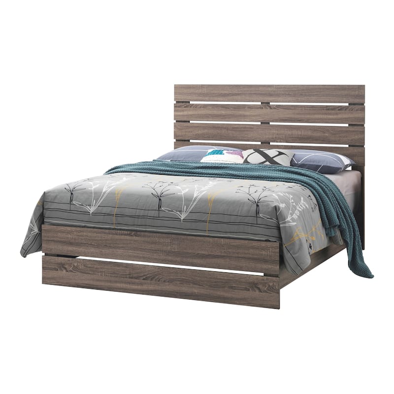 Geary Slatted Headboard Panel Bed - Barrel Oak - King