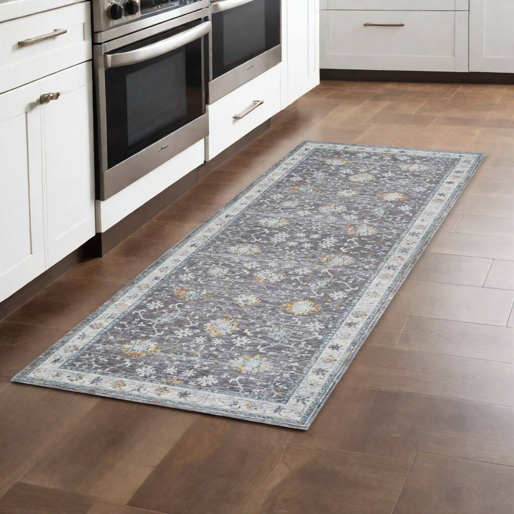 Distressed Floral Area Rug - 2' x 6' Runner