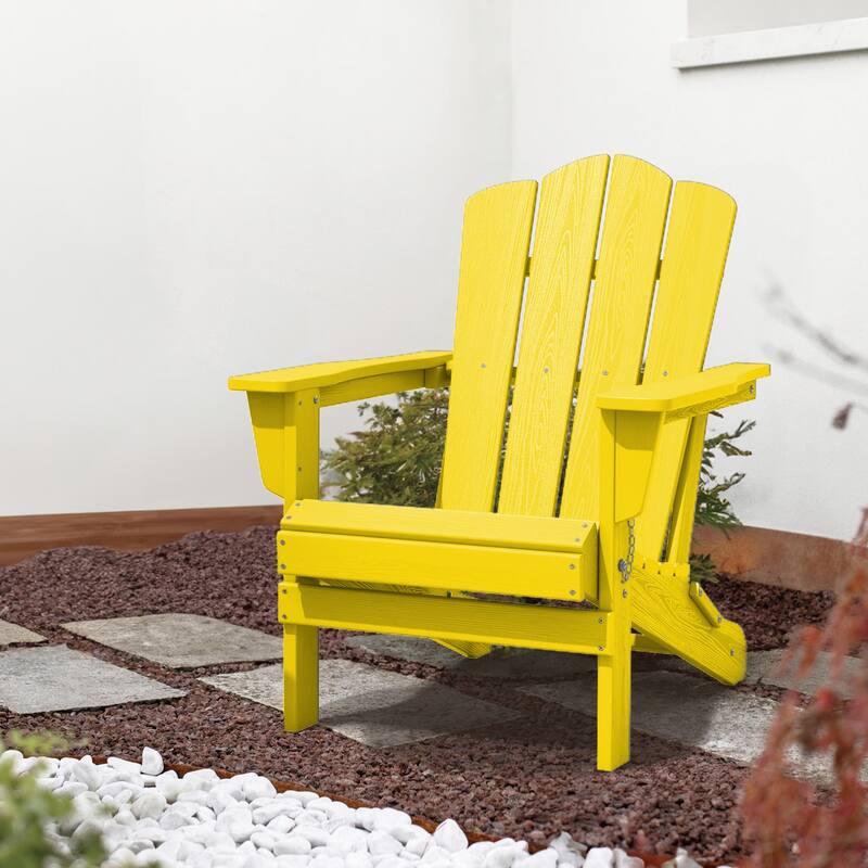 Plastic Folding Outdoor Patio Adirondack Chair With Slat Seat