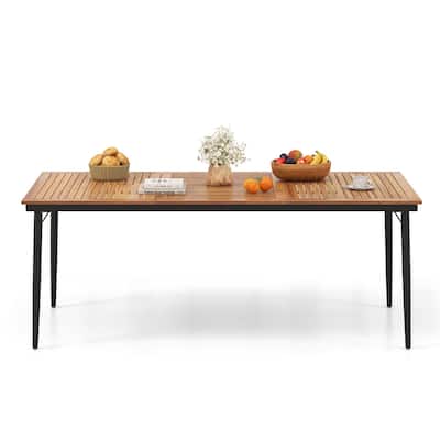 Costway 79" Outdoor Dining Table for 8 Acacia Wood Patio Table with - See Details