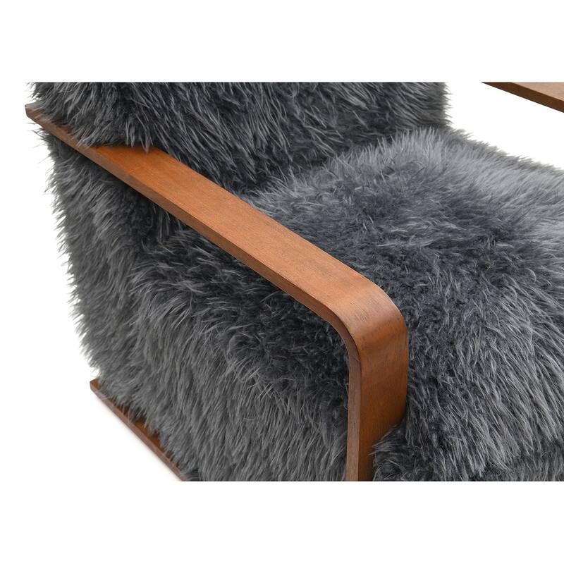 Contemporary Style 1pc Accent Chair Retro Inspired Curves Wooden Arms Tight Seat And Back Primary Living Room