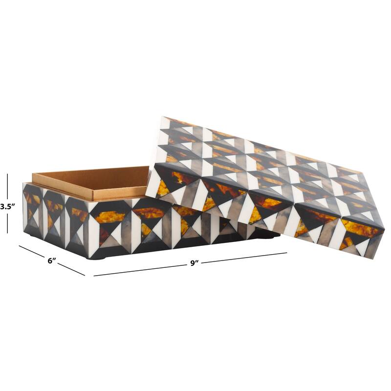 SAFAVIEH Home Ani Ivory/Brown Resin Decorative Box Set of 2