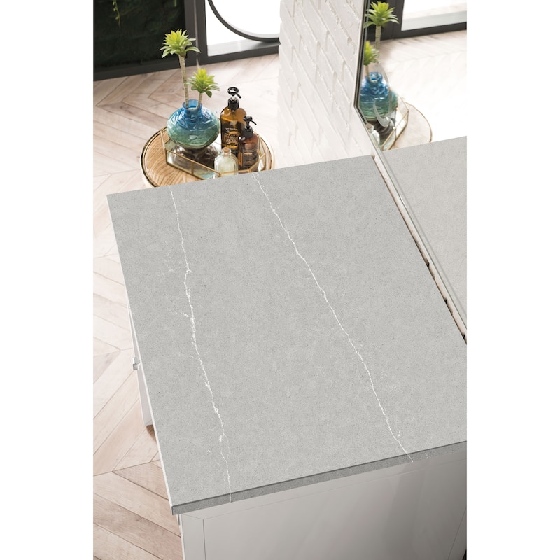 James Martin Vanities Athens 30" Countertop Unit (Makeup Counter), Glossy White - Eternal Serena Quartz