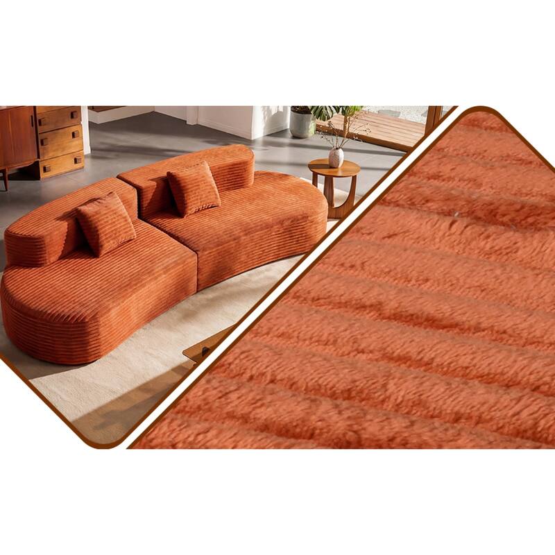 108.66" Curved Corduroy Sectional Sofa, No Assembly Required