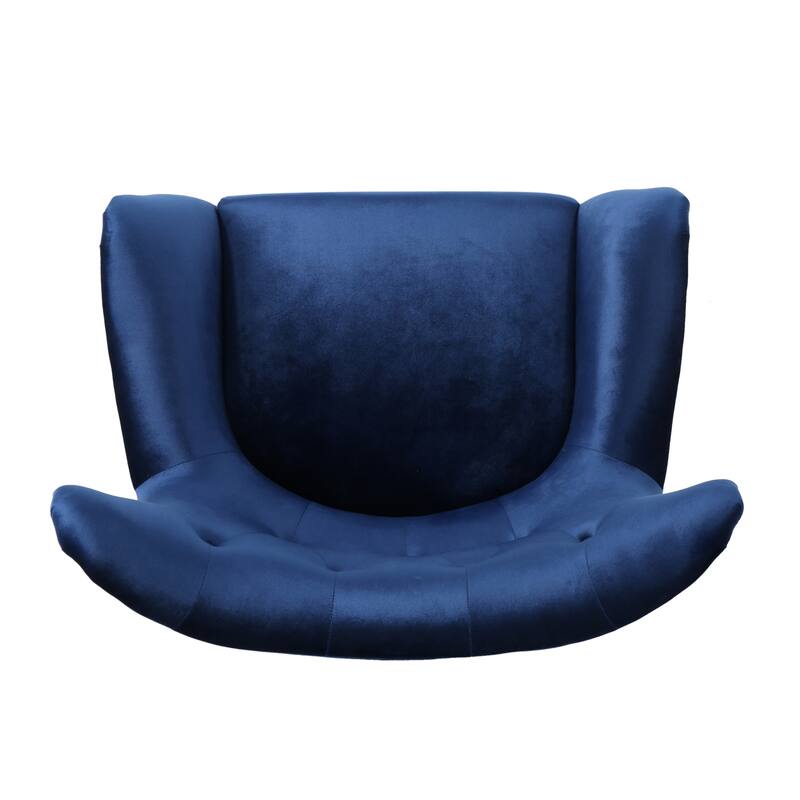 Navy Blue 34.25" Velvet Wingback Arm Chair
