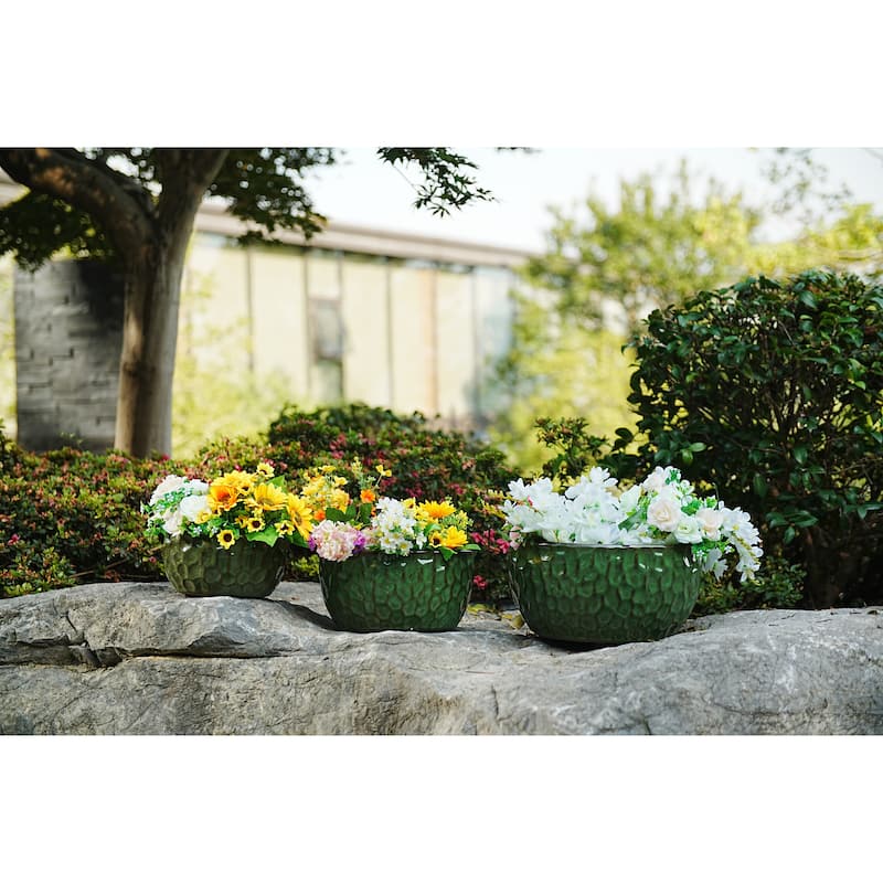 3 Pieces Ceramic Planter Pot, Modern Indoor Outdoor Flowerpot for Patio, Garden, or Windowsills