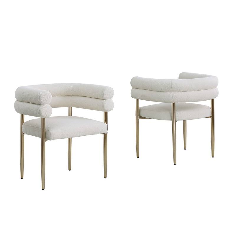 Best Quality Furniture Teddy Faux Fur Upholstered Chairs with Gold Chrome Legs (Set of 2)