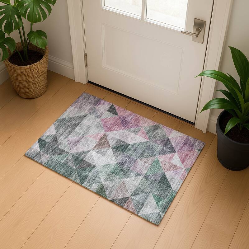 Premium Washable Super Soft Contemporary Mosaic Mayfield Rug - Blush - 1'8" x 2'6"