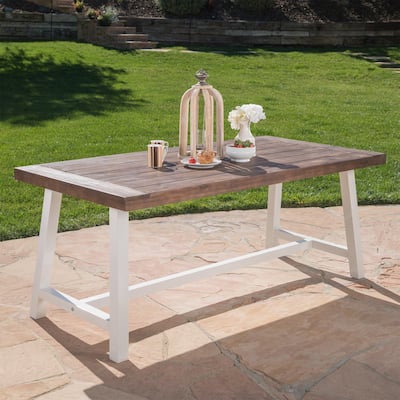 Dining Table with White Rustic Metal Finish Frame