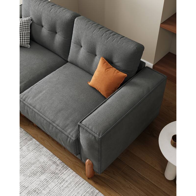 Modern Upholstered Sofa Tufted Couch with Square Arm