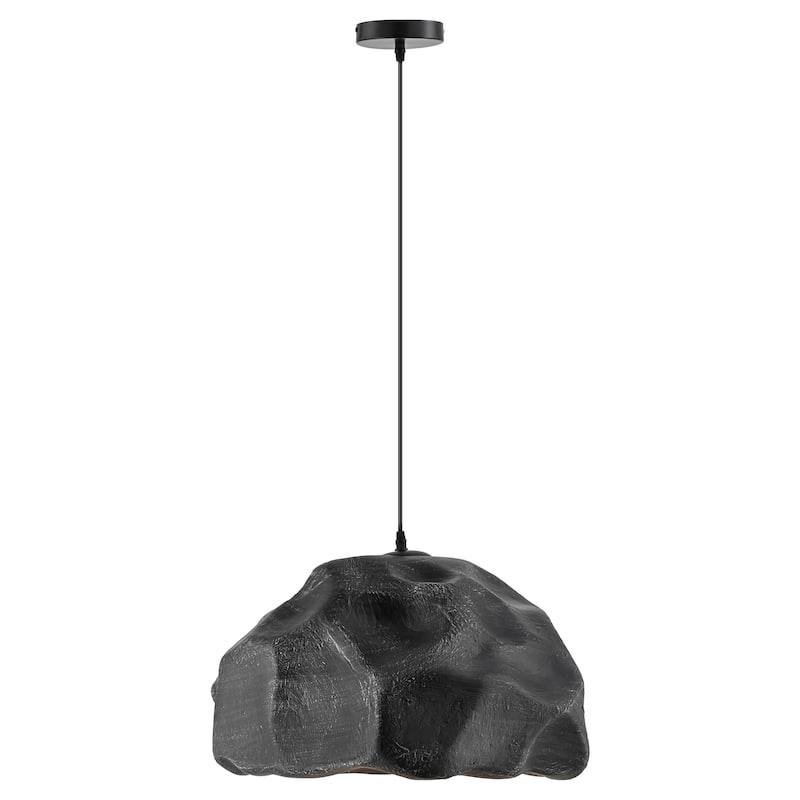 1-Light Modern Black Creative Rock-Shaped Pendant Light - 20.47 in. W x 12.99 in. H x 19.69 in. D