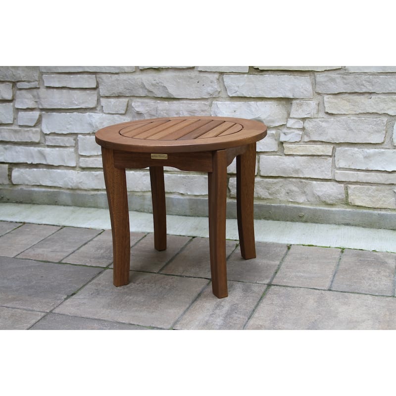 Eilaf 3-Piece Folding Eucalyptus Swing Lounger Set With Round Accent Table