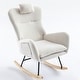 preview thumbnail 47 of 48, Modern Living Room Teddy Fabric Rocking Chair with Pocket and Headrest, Dark Green