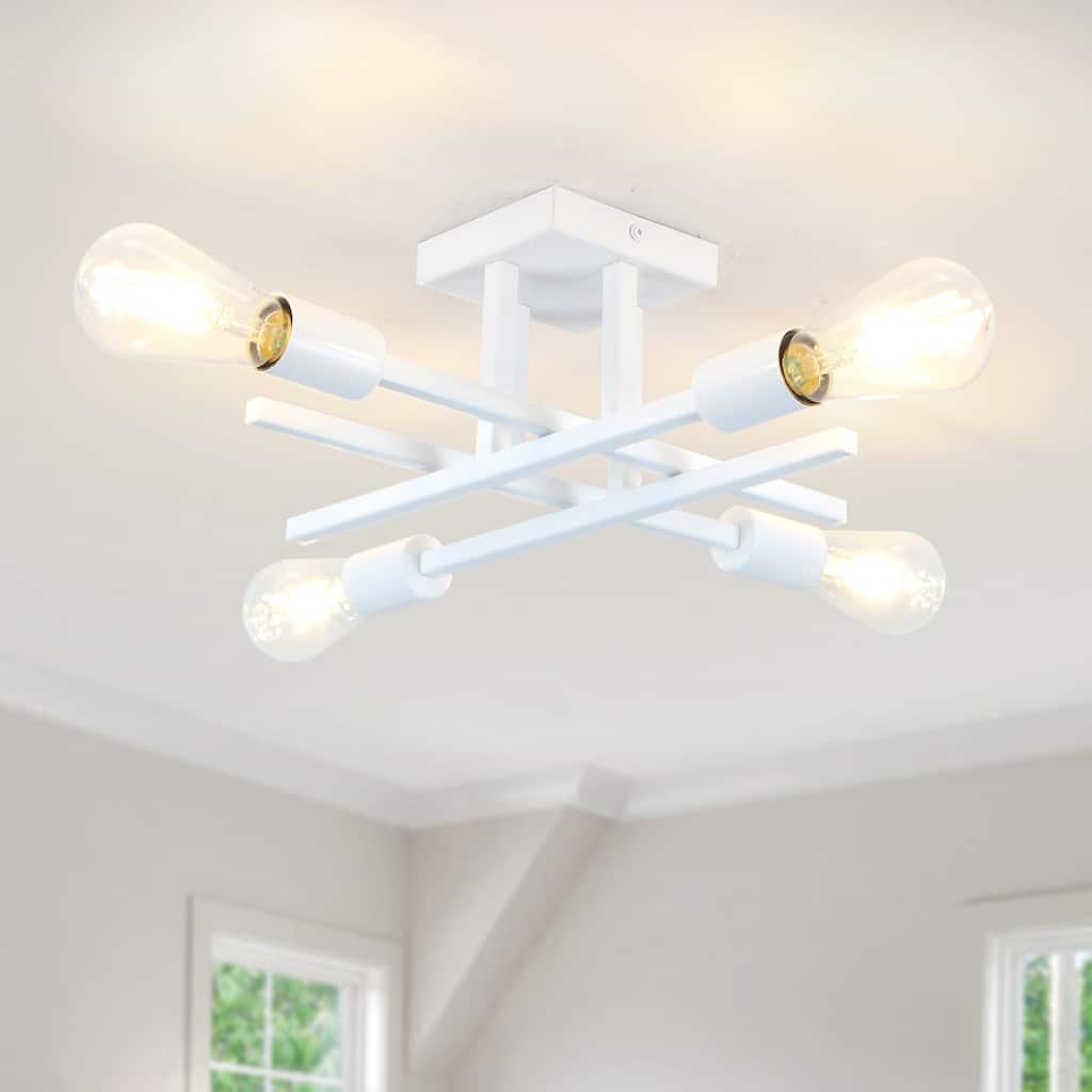 4-Light Modern Semi-Flush Mount Light for Kitchen Bedroom Living Room