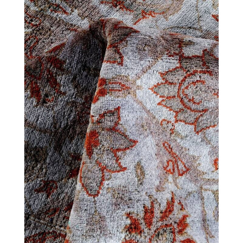 Overton Hand Knotted Wool Vintage Inspired Modern Contemporary Overdyed Gray Area Rug - 4' 2" x 6' 4"