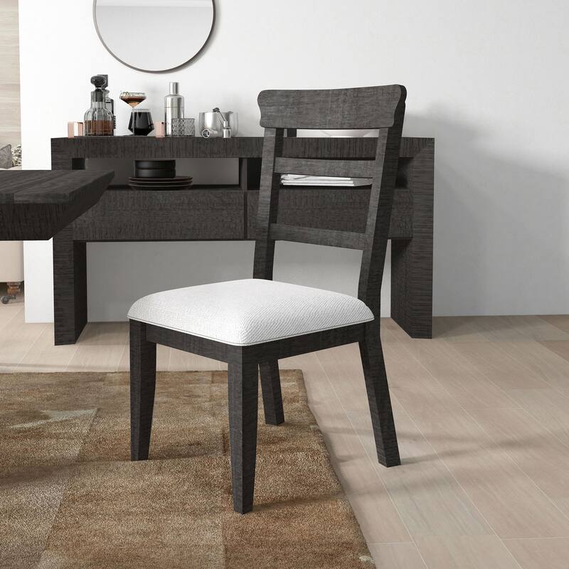 Rectangular Wood Extendable Dining Table Set Stretchable Farmhouse Dining Cabinet for Dining - Chair-1 piece - Dark Grey