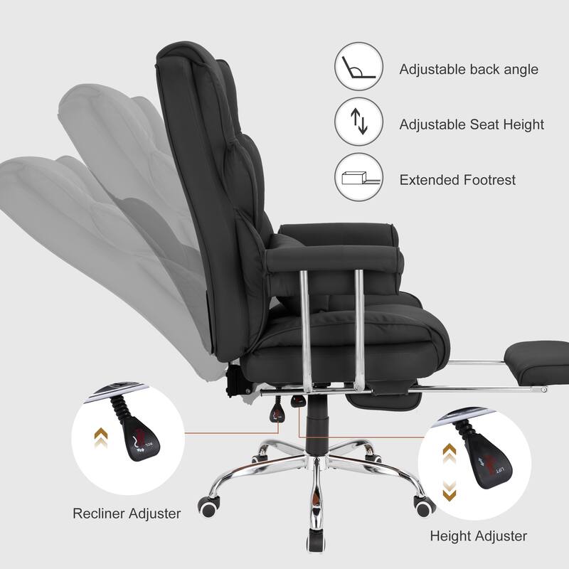 Executive Chair with Headrest Footrest Lumbar Pillow