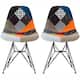 Set of 2 Mid-Century Modern Dining Side Chairs Armless Plastic Shell Seat with Black Metal Wire Eiffel Base, White
