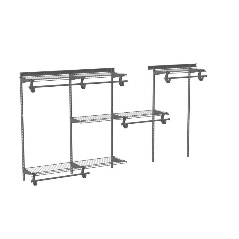 ClosetMaid ShelfTrack 60-96 Inch Wide Wire Closet Organizer - Satin Chrome