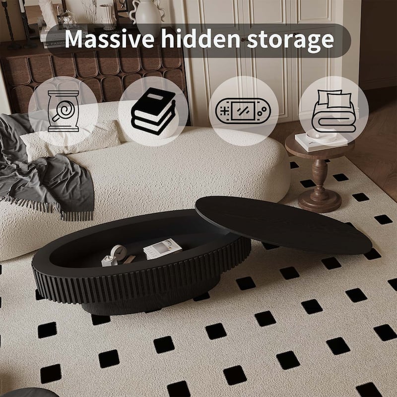 47 Inch Oval Coffee Table with Storage