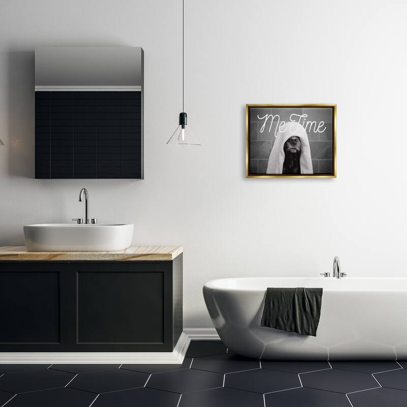 Stupell Me Time Pet Dog Bathroom Portrait Floater Frame - Black