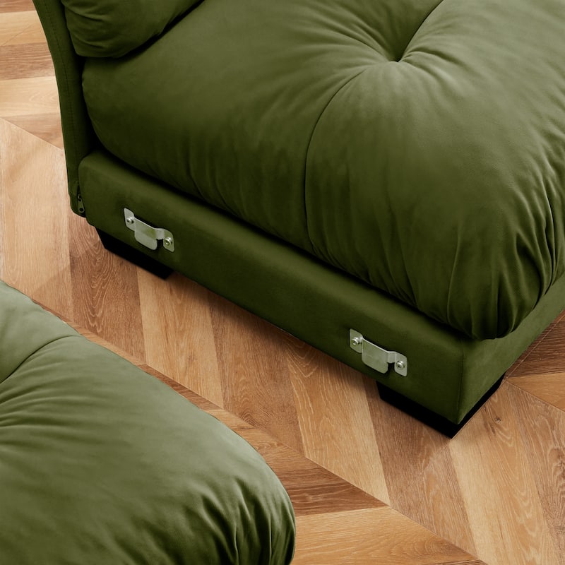 U-Shape 3 Deep Seat Modular Sofa Couch with 2 Movable Ottomans