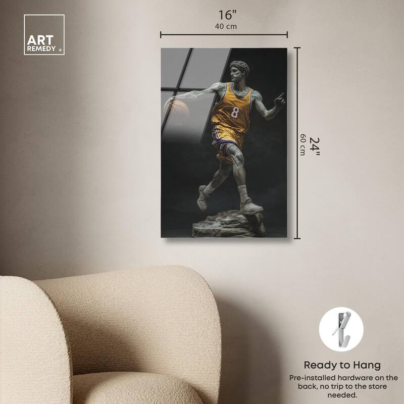 Basketball Yellow Uniform Acrylic by Art Remedy, Ready to Hang