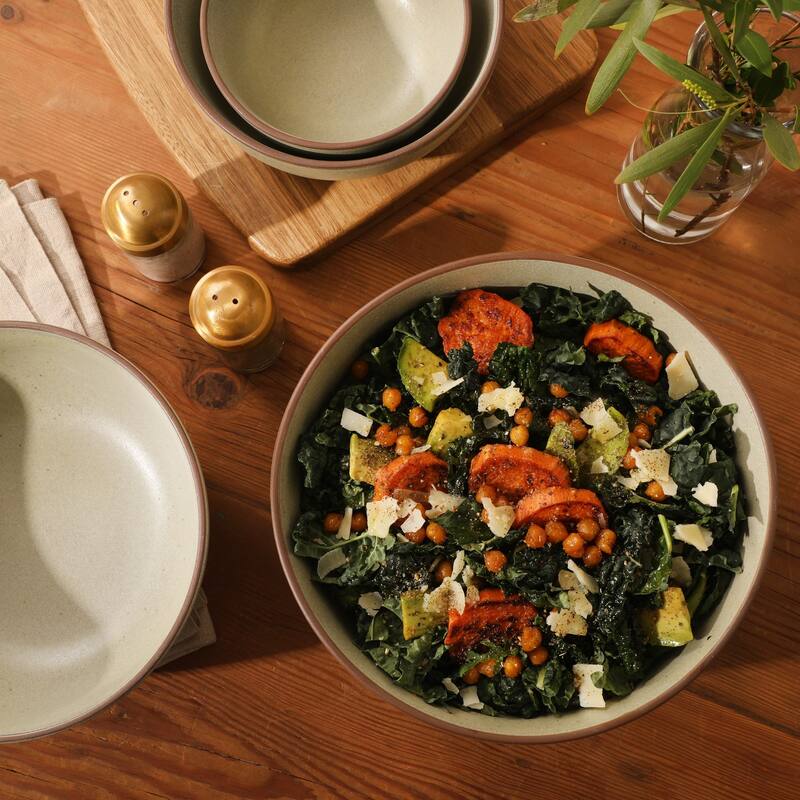 Gibson Elite William Crest 4 Piece Nesting Bowl Set, Stoneware Reactive Glaze, 5", 6.25", 7.5", 9", Prep & Serving Bowls