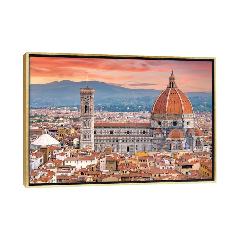 iCanvas "Il Duomo Florence Sunset,Italy" by Susanne Kremer Framed Canvas Print - Gold - 18x26