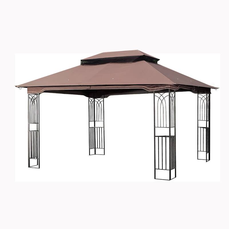 13x10 Outdoor Patio Gazebo Canopy Tent, Heavy Duty Gazebos with Ventilated Double Roof, Mosquito Netting & Privacy Screens