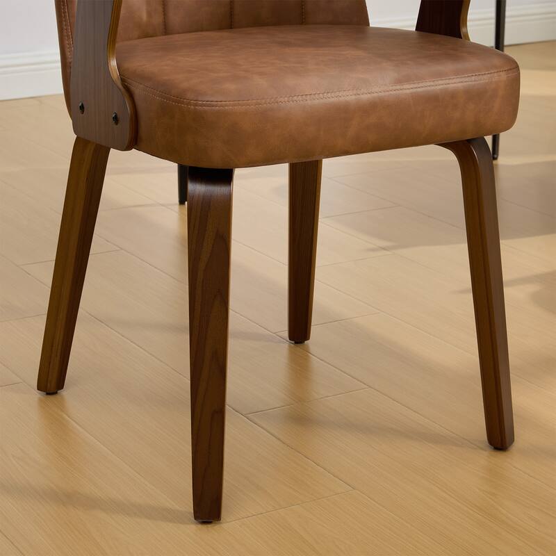 Mid-century Modern Upholstered Dining Chairs Bentwood Side Chairs with Armrests - 34.3"H x 19.9"W x 22.1"D