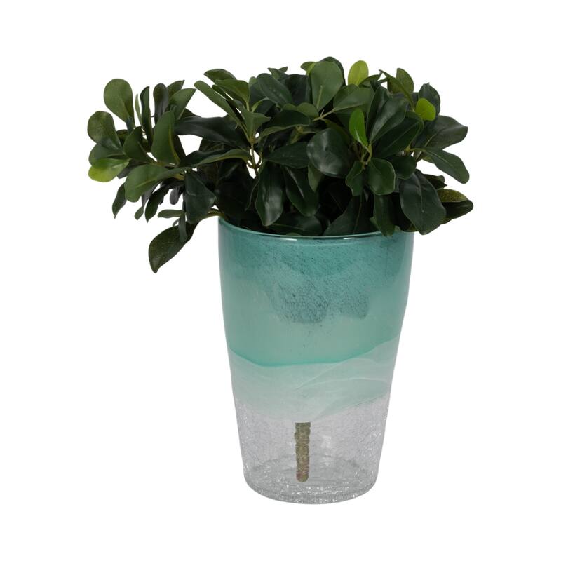 Sagebrook Home Fluted Glass Vase, Aqua Haze